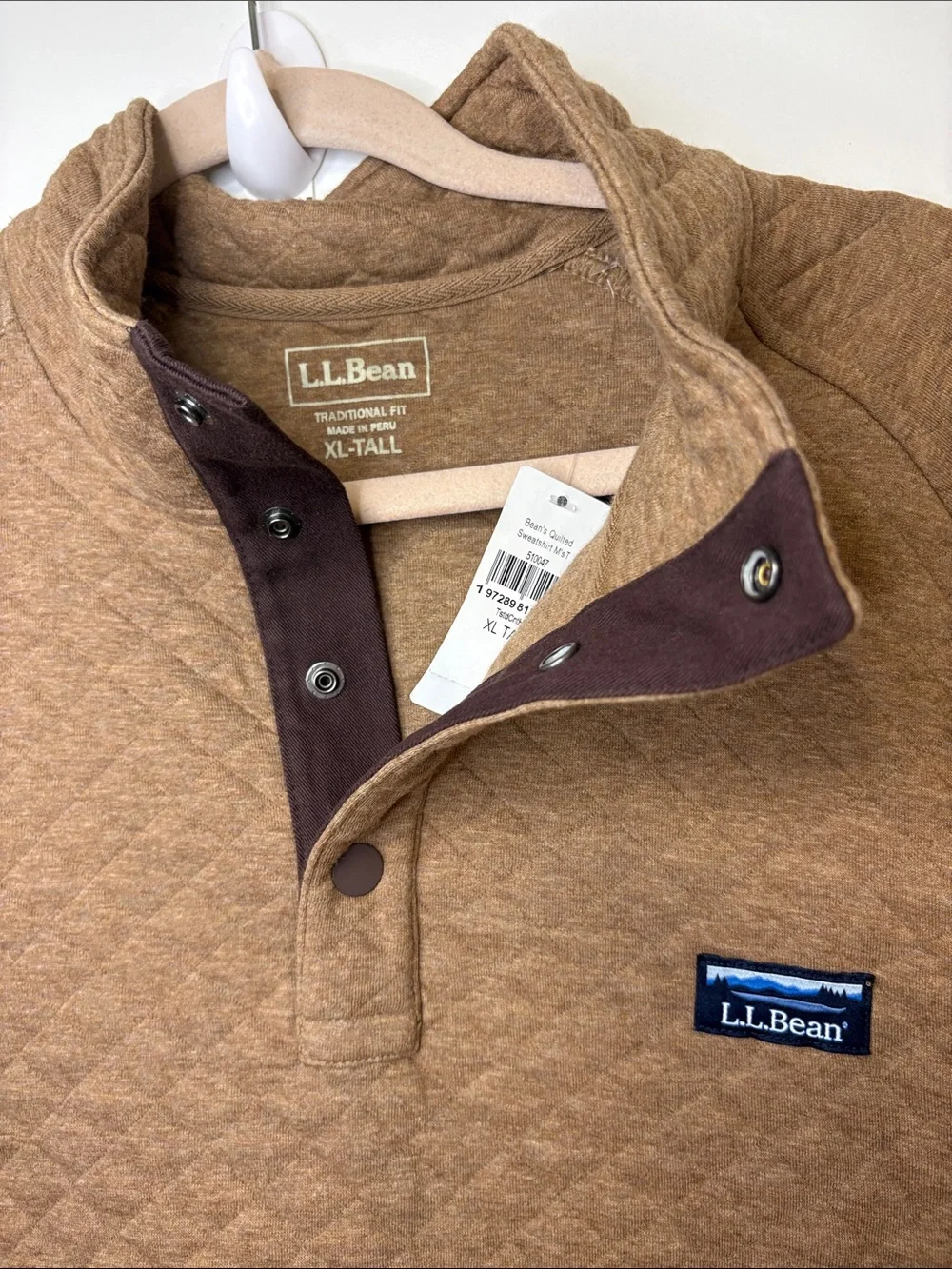 L.L BEAN MENS QUILTED SWEATSHIRT,MOCKNECK!